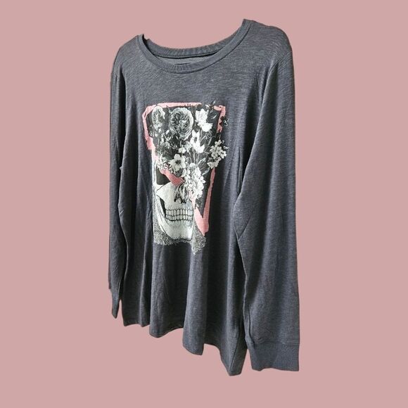 TORRID Floral SKULL ClassicβFit Super Soft Slub Long sleeve Tee SIZE 1X - Picture 3 of 16